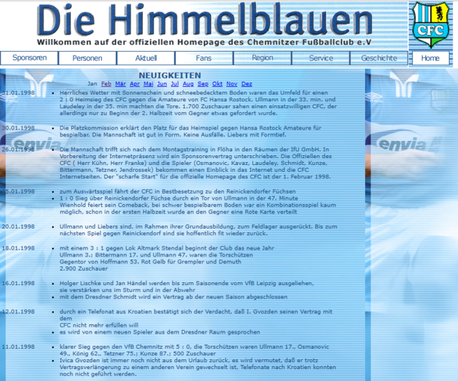 1998 - erste Newseinträge